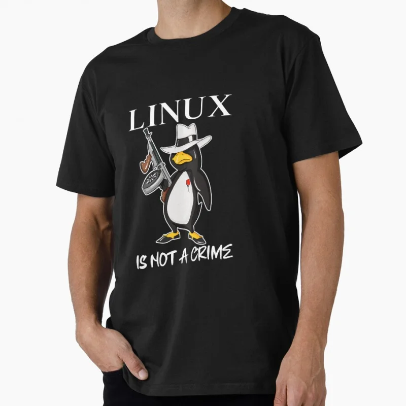 

Linux Is Not A Crime Tux Linux Penguin funny Gift t shirt for Software Engineer Graphic clothes Developer humor Large size Tops