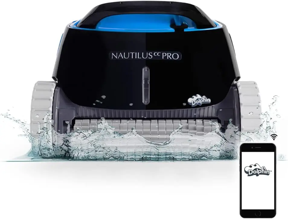 Dolphin Nautilus CC Pro Wi-Fi Automatic Robotic Pool Cleaner, Wall Climbing,Waterline Scrubber Brush,Pools up to 50 FT in Length