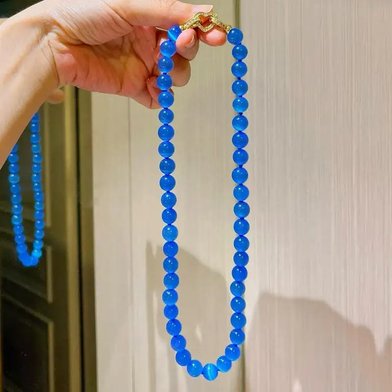 High-quality, sharp-edged cat-eye stone clavicle chain necklace