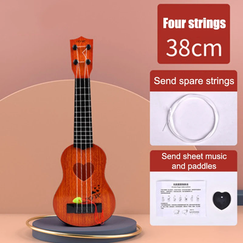 Grundschul-Musikgitarrenspielzeug für Kinder mit Paddeln, simuliertes Ukulele-4-Saiten-Instrument