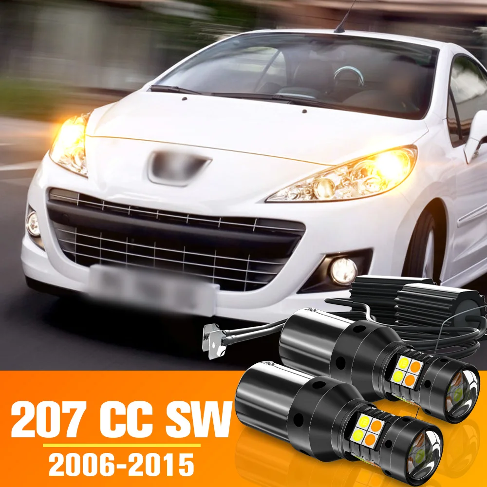 

2x Dual Mode LED Turn Signal+Daytime Running Light DRL Accessories For Peugeot 207 CC SW 2006-2015 2009 2010 2011 2012 2013 2014