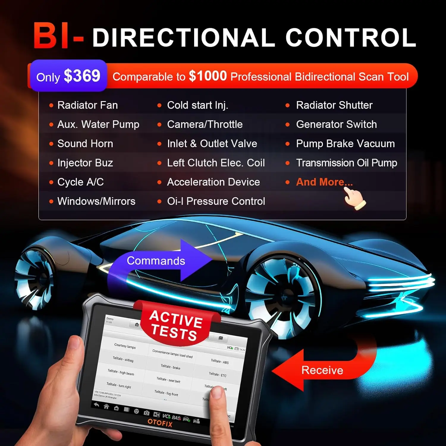 OTOFIX D1 Lite Bluetooth Car Diagnostic Tool OBD2 Scanner Bi-Directional Automotive Scan Tool 2 Years Free Update Active Test