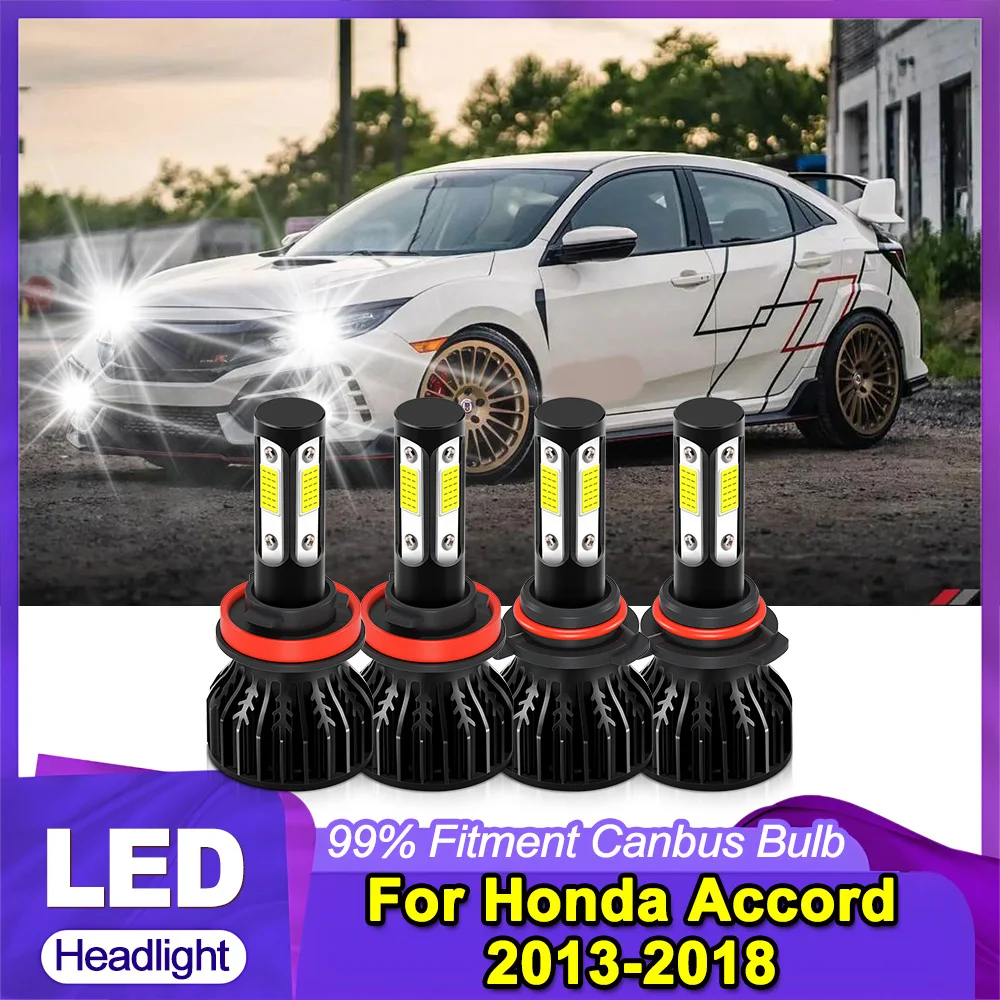 

Car LED Headlight 6000K White COB Chips 40000LM High Low Beam Headlamp Super Bright For Honda Accord 2013-2018 Plug and Play