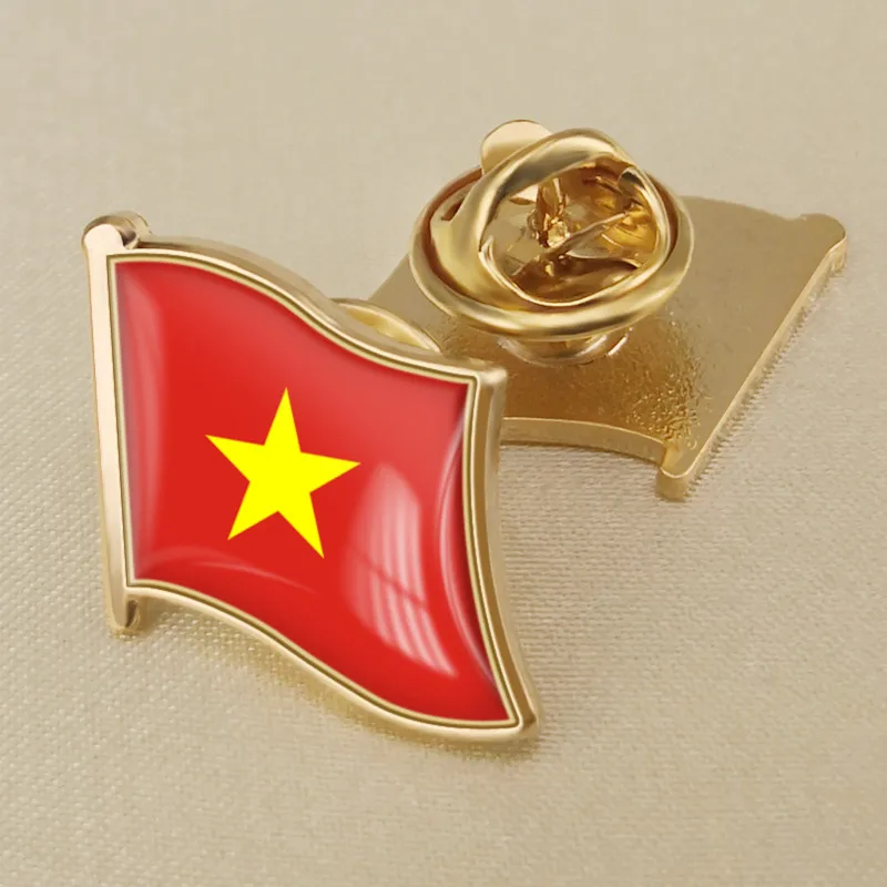 1PC Vietnam National Flag Badge Copper Butterfly Clasp Badge Chest Lapel Pins Decoration Crafts