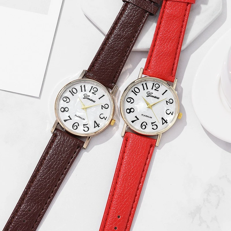 Новые женские часы, роскошные кварцевые часы из сплава, женская мода, циферблат из нержавеющей стали, повседневные часы-браслет, кожаные наручные часы Zegarek Damski