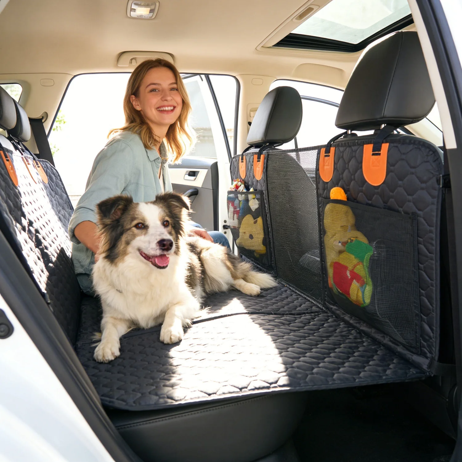 

Водонепроницаемый чехол-накидка для автомобильного сиденья для собак с жестким дном, удлинитель для заднего сиденья, защитный чехол-гамак с карманами для легковых автомобилей, грузовиков и внедорожников