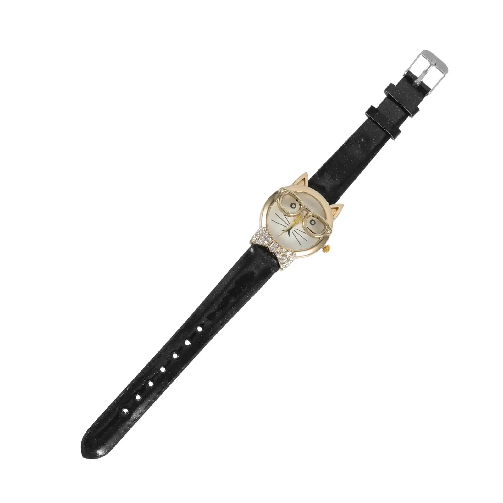 

Cat Women Cartoon Adjustable Band Kids Vintage Waterproof Black Quartz Girl Wrist Watches Children
