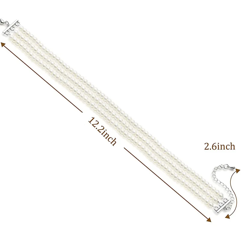 Mode Multilayer Elegante Weiße Perle Kragen Choker Halskette Für Frauen Perlen Handgemachte Hochzeit Banguet Halskette Vintage-Schmuck – Detail 10