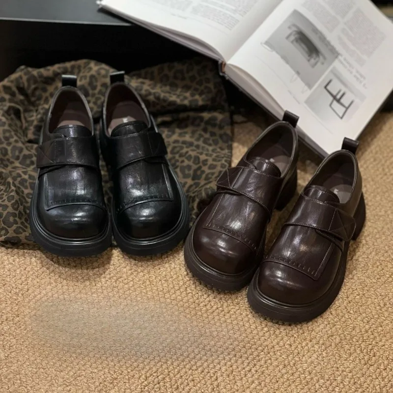 

Fashion Women's Shoes Retro Luxury Genuine Leather Loafers for Woman Britain Platform Casual Shoes Designer Shoes Zapatos Mujer