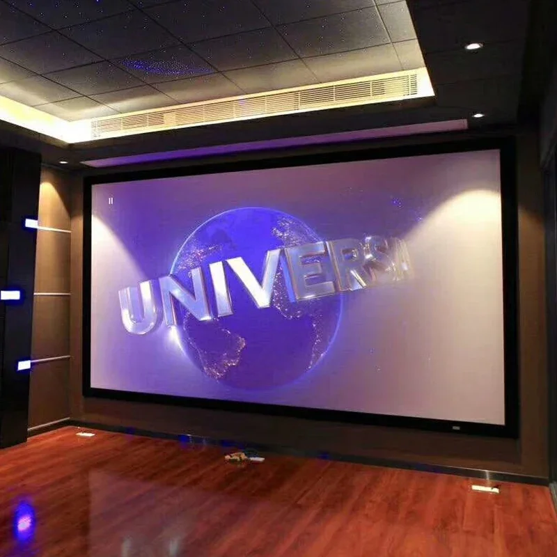 360 Motorized Floor Rising Projection Screen Wall Mounted White Plastic PVC Soft Curtain Snow White Fixed Projector Screen