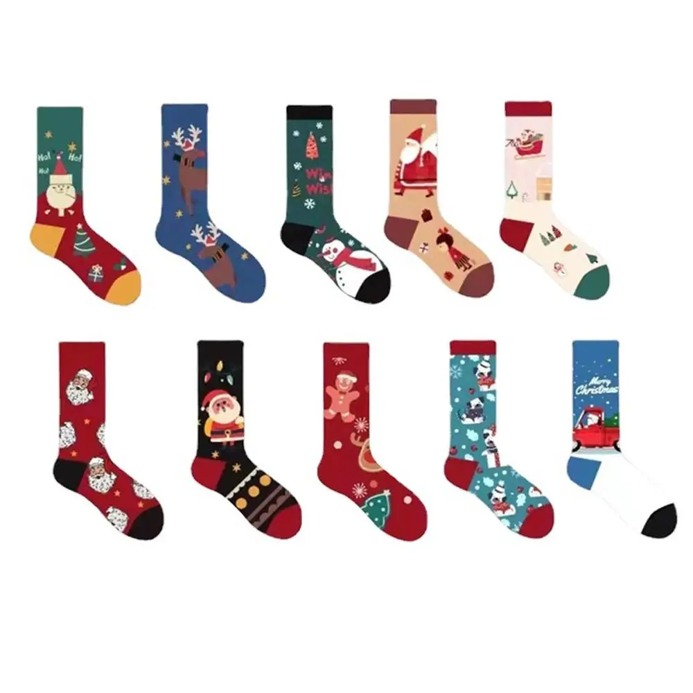 Cartoon Funny Santa Claus Pine Tree Elk Harajuku Hosiery Christmas Socks Cotton Socks Women Short Socks