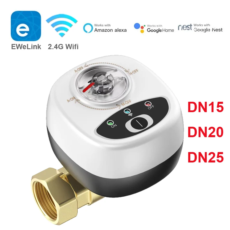 Smart WiFi Water Valve Intelligent Controller DN15/DN20/DN25 Pipe EweLink APP Control Timer Irrigation Support Alexa Google Home