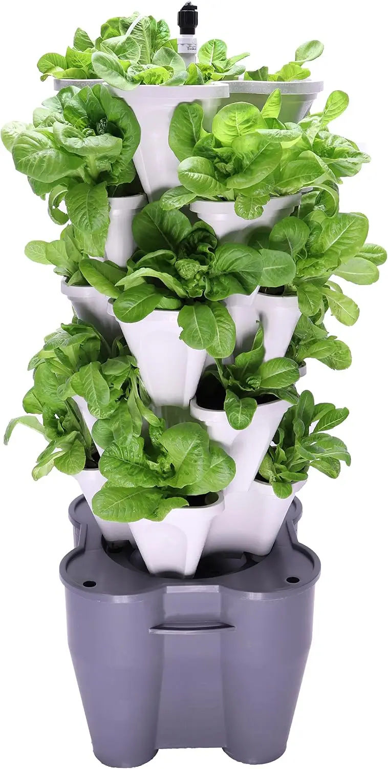 Automatic Self Watering Fresh Food Grow System Soil Hydroponic Vertical Tower Indoor Year Round Garden Stone Standard Kit