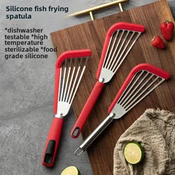 The kitchen anti-scalding frying spatula heat-resistant frying fish spatula all stainless steel spatula home outdoor cooking