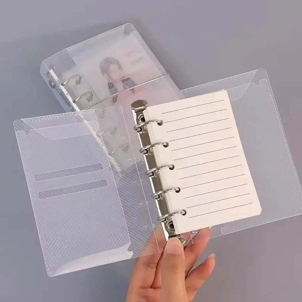 1Pcs Durable Diagonal Loose Leaf Notebook Cover Three Fold PP M5 A7 A6 Portable Sticker Small Card Photo Storage Ledger
