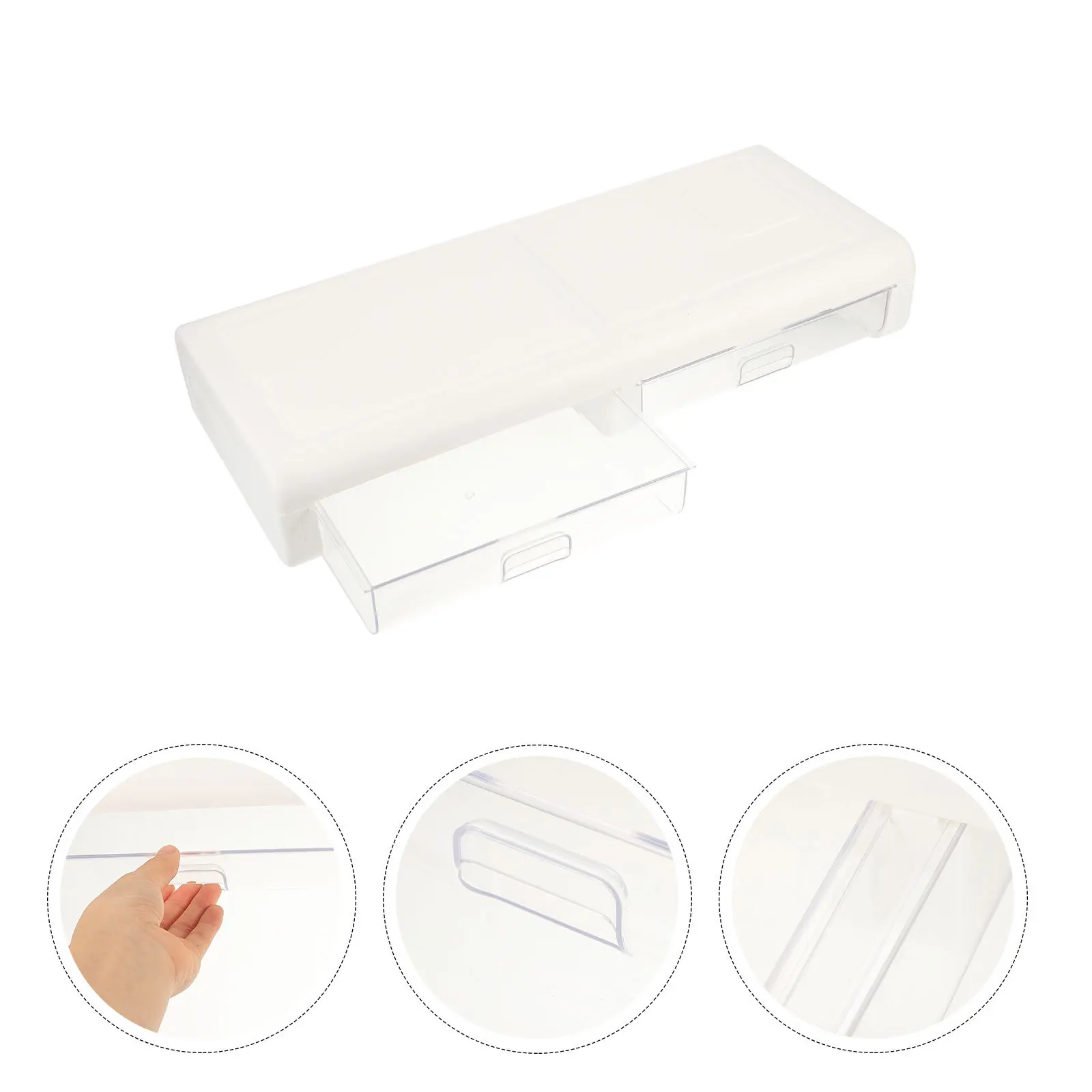 Computer Monitor Stand With Drawer Desktop Riser For Laptop Pc Office Work Efficient Space Saving Plastic Base Monitor