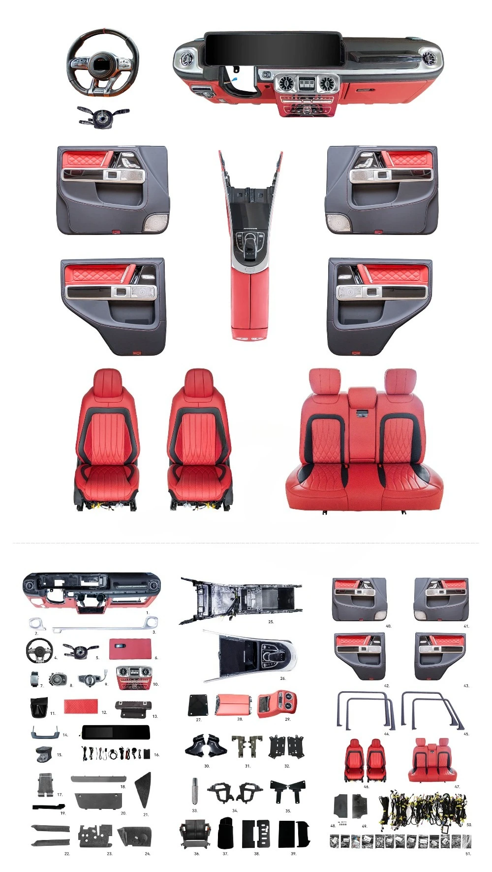 Factory Hot Sales W463A G Class B Style Interior  Full Upgrade Kits Dashboard Seat Center Console Customize for W463  G WAGON