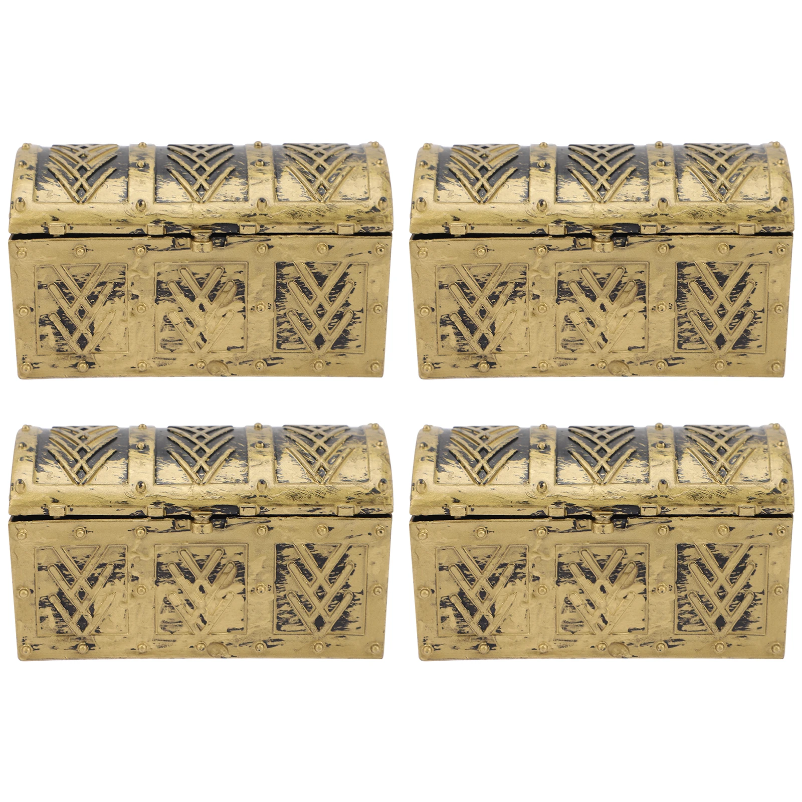 

4 pcs Pirate Chest Mini Retro Storage Boxes Plastic Kids Toy Retro Pirate Box Halloween Party Favors Jewel Box Display
