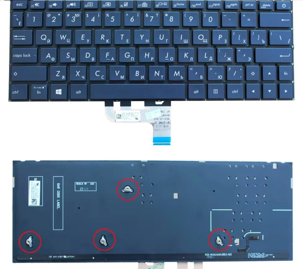 Keyboard for Asus ZenBook UX333 UX333F UX333FA-AB77 UX333FAC-XS77 UX333FN U3300F UF3300F Blue With Backlit Russian RU Layout