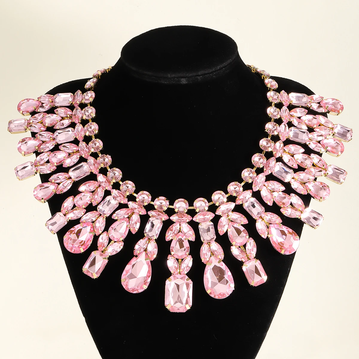 Vedawas Luxury Geometric Rhinestone Necklace,Elegant Banquet Wedding Women Accessories,Gifts for Lover and Friends
