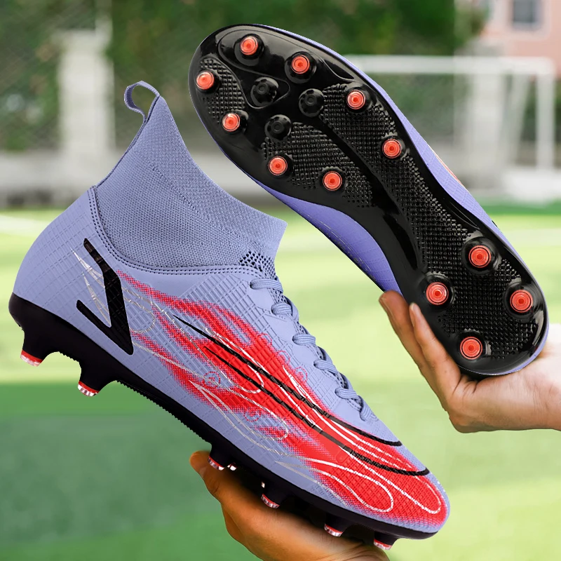 FG/TF Soccer Shoes Men High Ankle Adult Professional Non-Slip Long Spike Football Boots Teenager Kids Soccer Training Sneakers