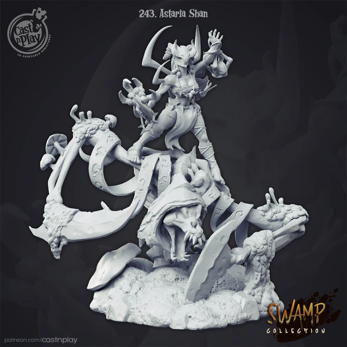 Model miniatur Resin [Swamp] penyihir pemburu, Slap Toad, Elf gelap, pria kadal, Ogre Dnd catur Model tidak dicat