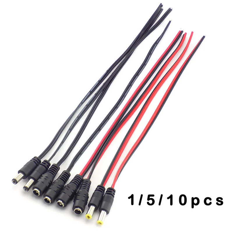 1/5/10 12V DC męskie złącza żeńskie jack adapter kabla wtyczka przewód zasilający przewód 5,5 x 2,1 mm do taśmy LED światła kamera CCTV
