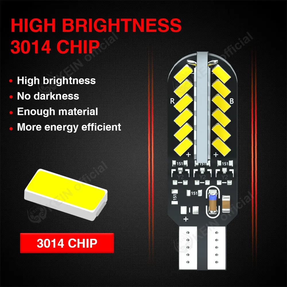 KEIN 2PCS T10 Led Running Horse Flash Strobe W5W 194 168 Car Parking Wedge Clearance Tail Lights White Red Colorful Bulb Lamp