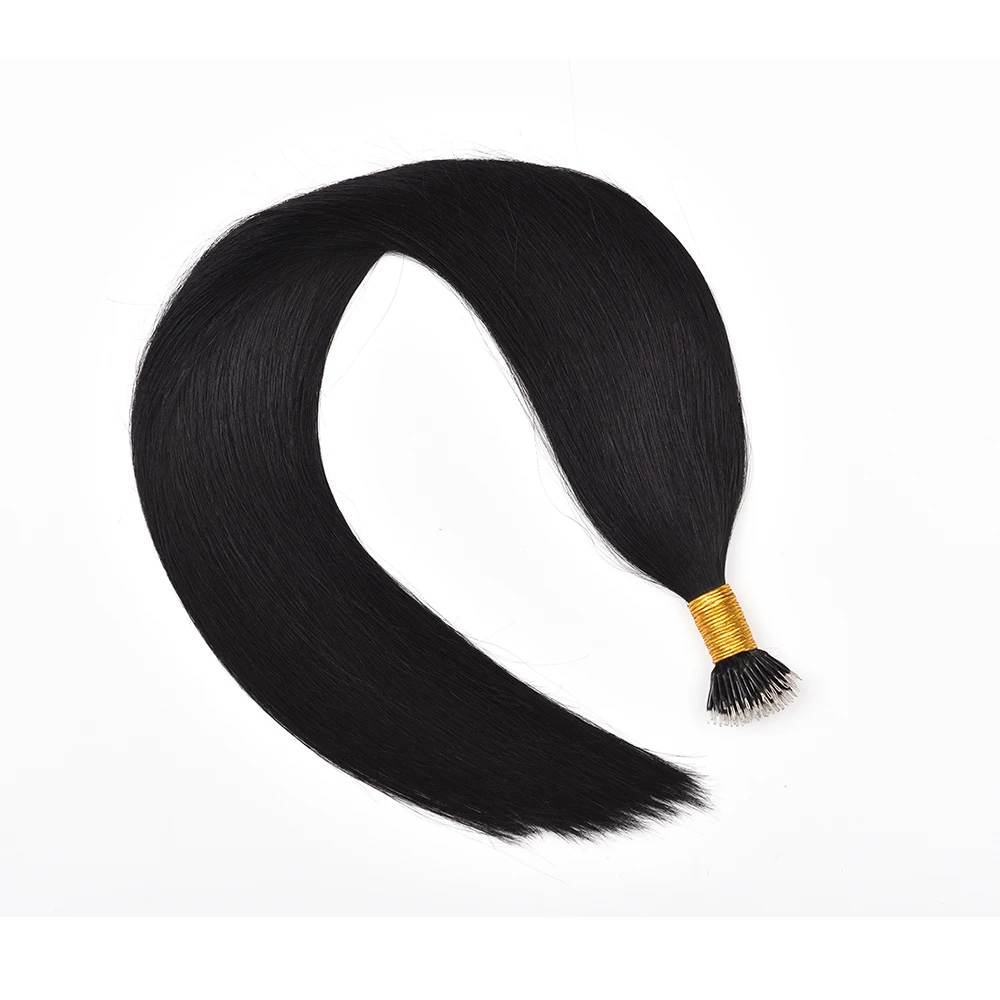 Straight Nano Rings Human Hair Extension 1g/Strand 18-24Inch Black Color #1 in stock