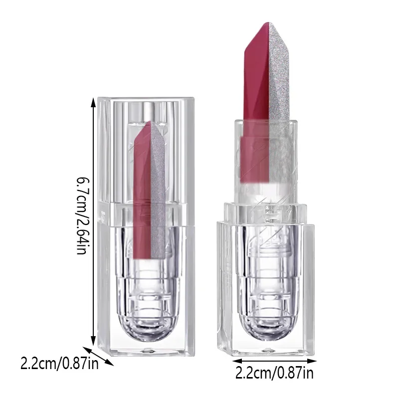 1PC Glitter Impermeabile Rossetto bicolore Opaco antiaderente Perlescente Diamante Lip Tint Rosso Nero Marrone Labbra Trucco per le donne