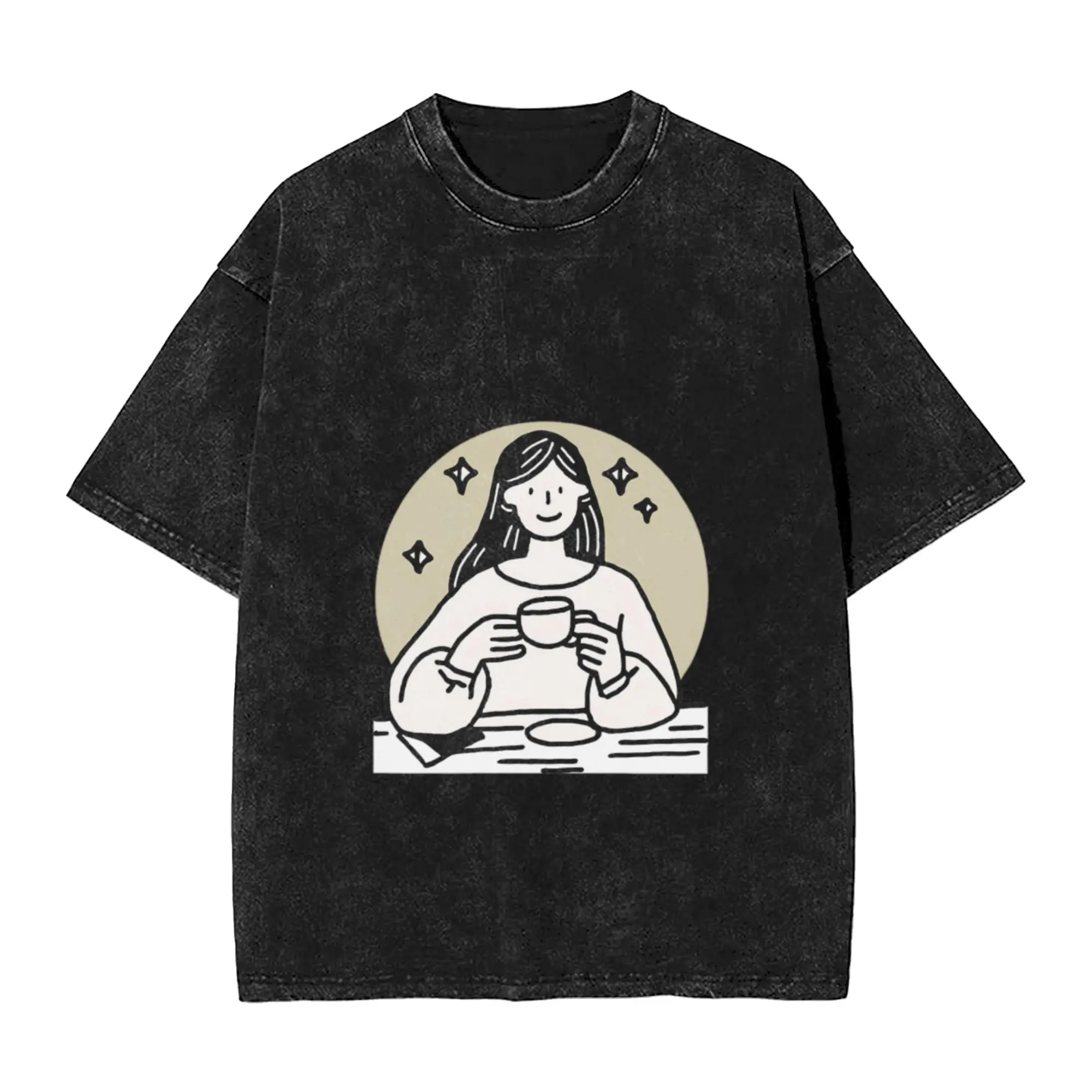 morning coffee7 Classic Trendy A Vintage Oversized Cotton Unisex T-Shirts