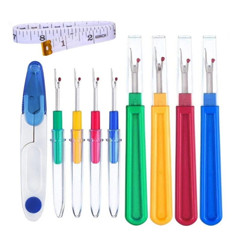 9/10Pcs Small Large Seam Rippers Scissors and Tape Measure Set for Needlework