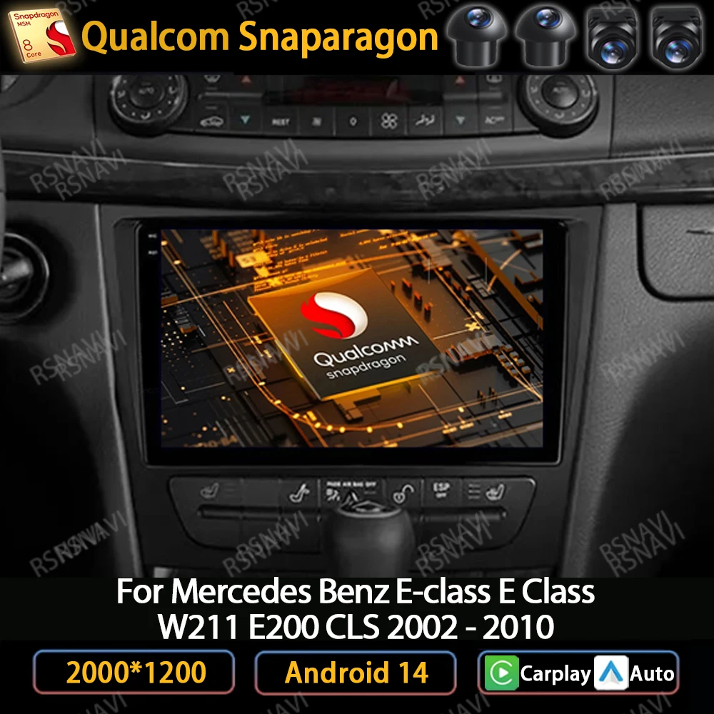 

Автомагнитола на Android 14 для Mercedes Benz E-class E Class W211 E200 CLS 2002 - 2010 мультимедийный стерео видеоплеер Navi GPS 4G WIFI