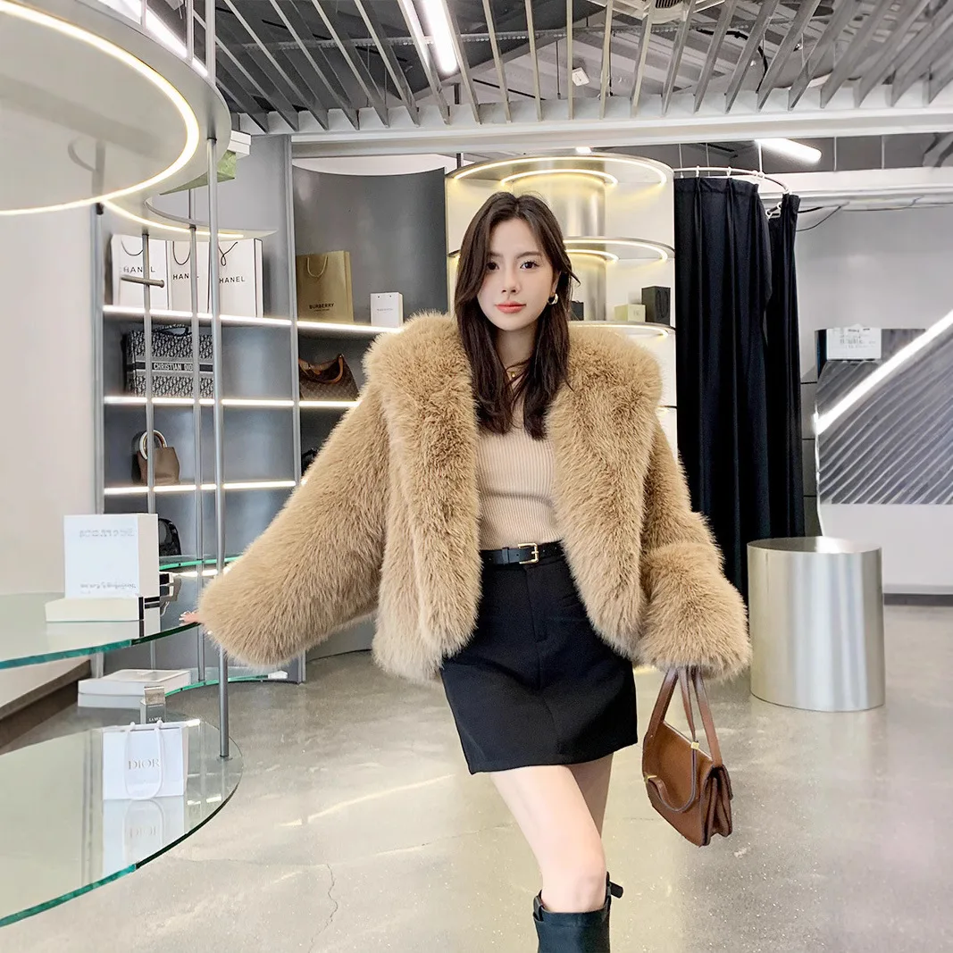 2023 New Street Hair Coat Women's Trendy Artificial Fur Autumn and Winter Thickened Haining Fashion Fur Coat Women