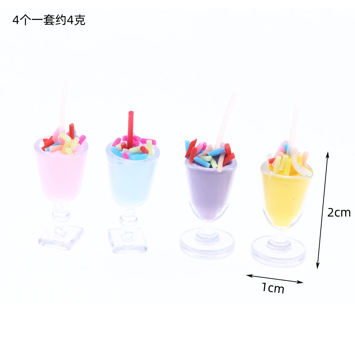 4Pcs Dollhouse Miniature Ice Cream Sundaes Food Cup Model Simulation Sweet Shop Confectionery Store Accessory  Bar Kitchen Decor