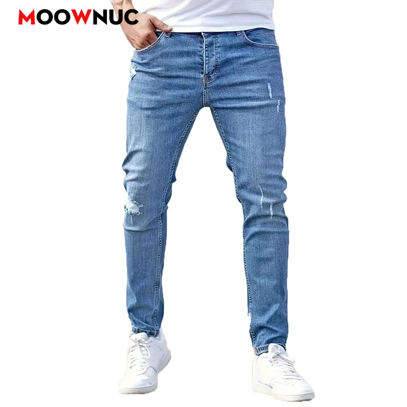 

Men's Slim Fit Stretch Denim Trousers Spring Casual Fashion Jeans Comfortable Washed Full-Length Classic Style for Autumn