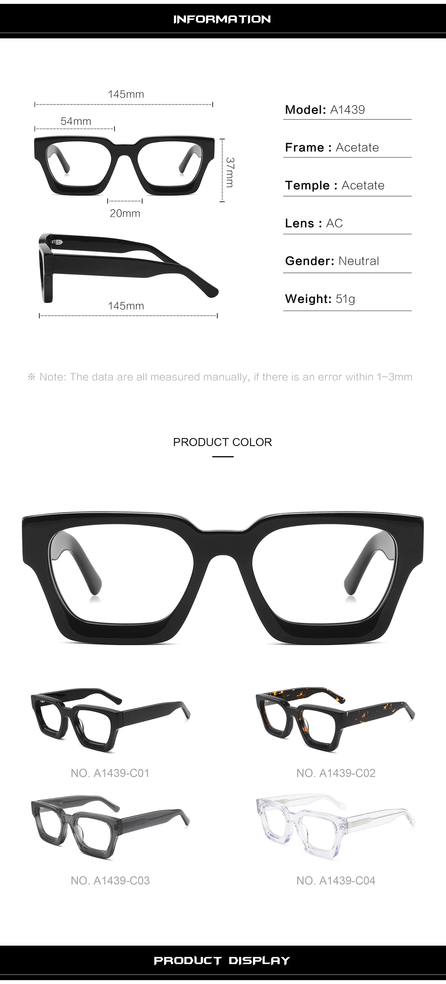 Imagen 4: Lentes Ópticas Cuadradas de Acetato Hechas a Mano BEMORE con Receta Fotocromática, Anti-Luz Azul, Progresivas Multifocales