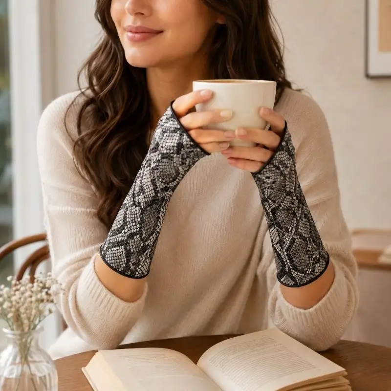 39BD Soft Fabric Fingerless Gloves Short Handwear for Styling Posing Layered Outfit