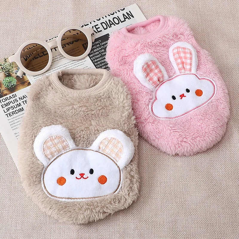 

Korean Dog Clothes Coat Cartoon Vest Pet Clothing Fashion Small Dogs Rabbit Thick Warm Soft Pink Costume Autumn Winter Mascotas