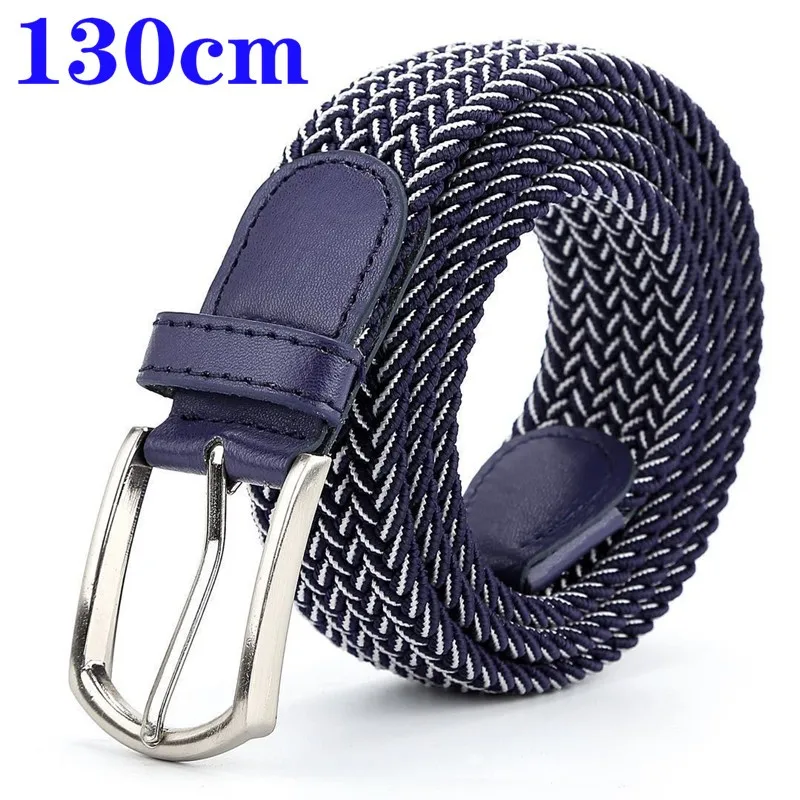 

2024 New Design 130cm Long High Quality Men Belt Extended Stretch Canvas Knitted Buckle Women Elastic All match Golf Leisure