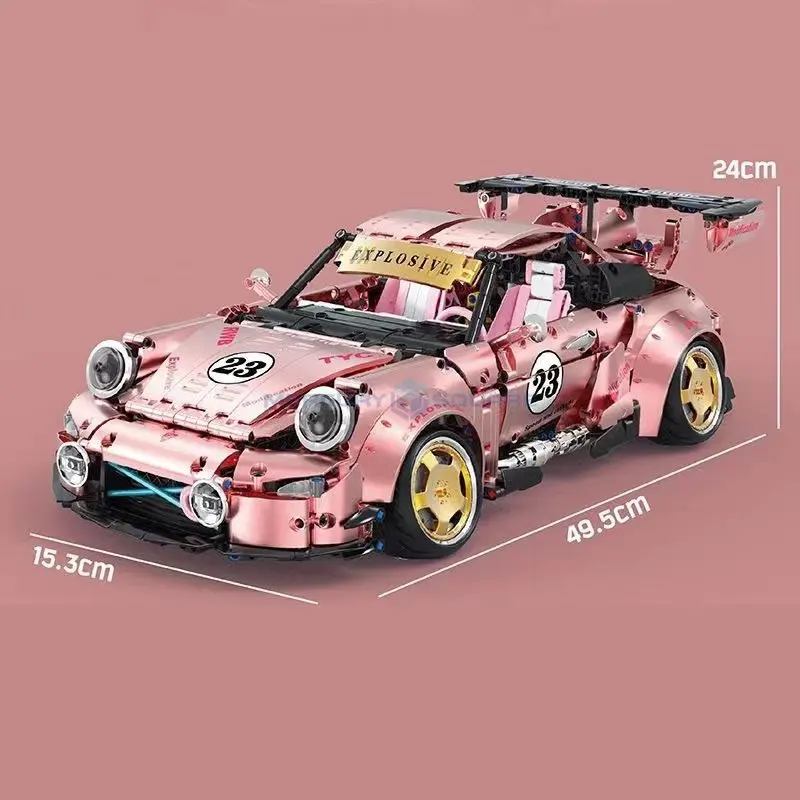 Low Lying Car Model Building Blocks Rare Color Electroplated Metal 1:10 T5036 Bricks Racing Vehicle Toy Gift for Boys Adults