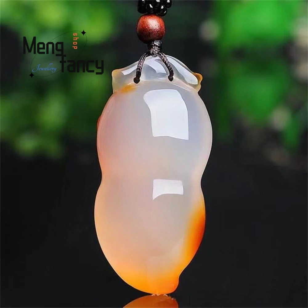 Natural New Coquettishly Carved Sugar Colour Chalcedony Peanut Pendant Exquisite Elegant Simple High-grade Fashion Fine Jewelry