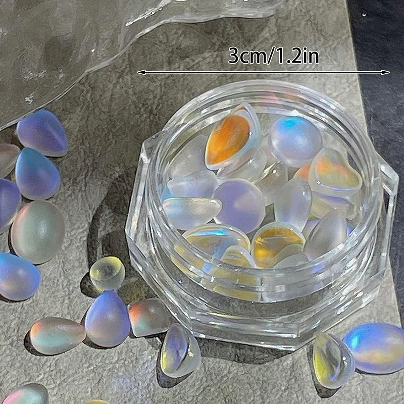 20 Stuks Blauwe Tranen Nagelaccessoires Blauw Paars Gepolariseerd Cat Eye Matglas Boor Nail Art Design Decoratie Accessoires Diy