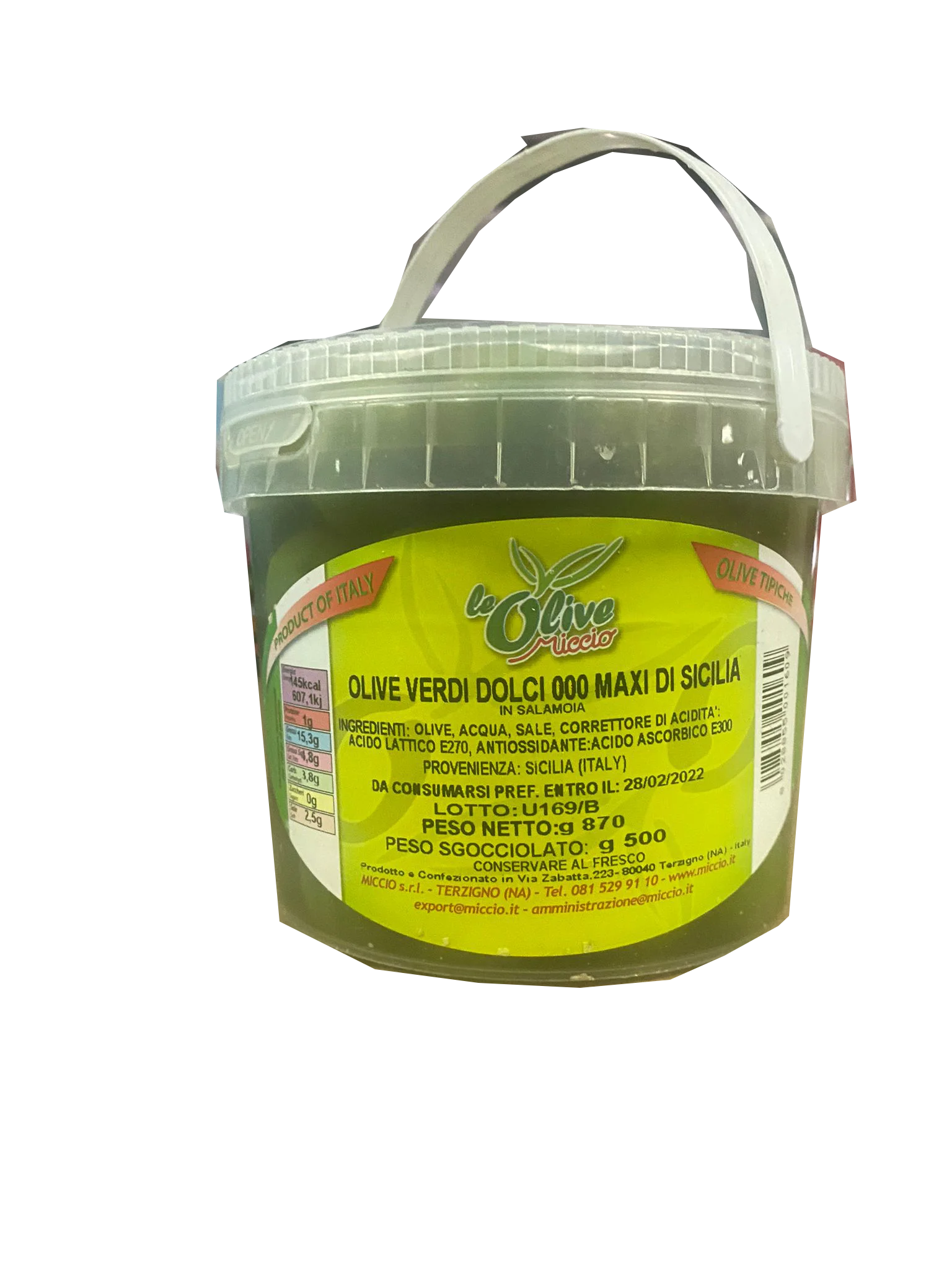 Olive Dolci Maxi 000 und Sizilien 870 g/500 g – Miccio