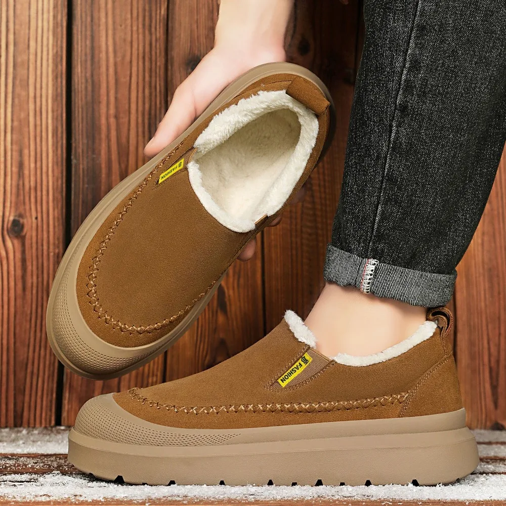 

New Style Men's Warm Fashion Non-Slip Casual Shoes, with A Minimalist Design and Fleece-Lined Interior