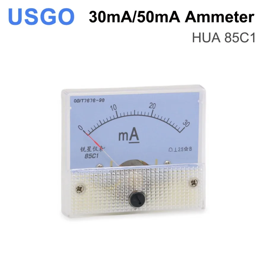 USGO 30mA 50mA Ammeter HUA 85C1 DC 0-30mA 0-50mA Current Panel Amperometer Tester for CO2 Laser Engraving Machine