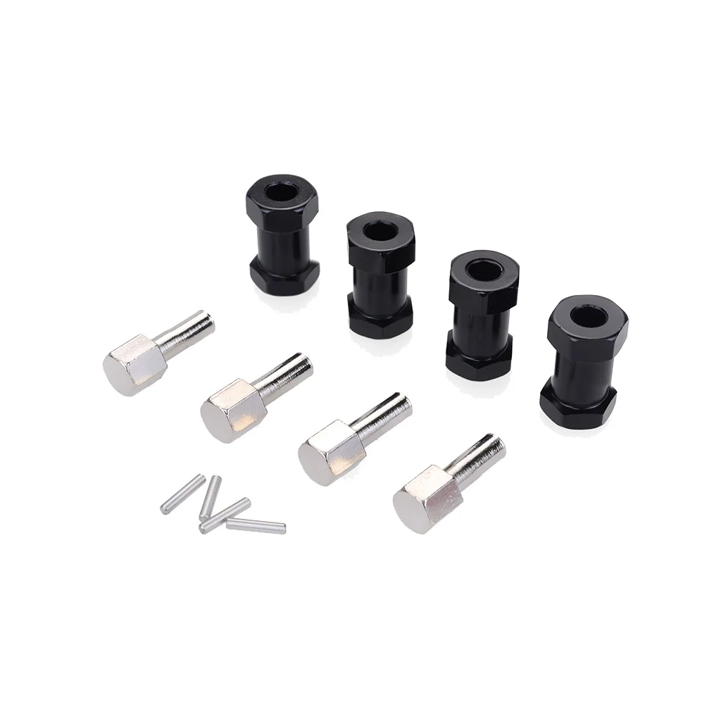 4 Aluminum RC Car 12mm Hexagon Wheel Hub Drive Adapters 20mm Extension Combiner Coupler for 1/10 Scale RC Track-Black