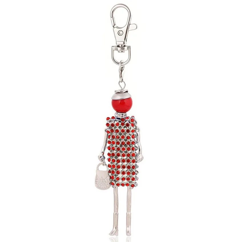 Keychain Cute Doll Car Key Women Bag Pendant Rhinestone Key Chain Holder Friend Christmas Wholesale