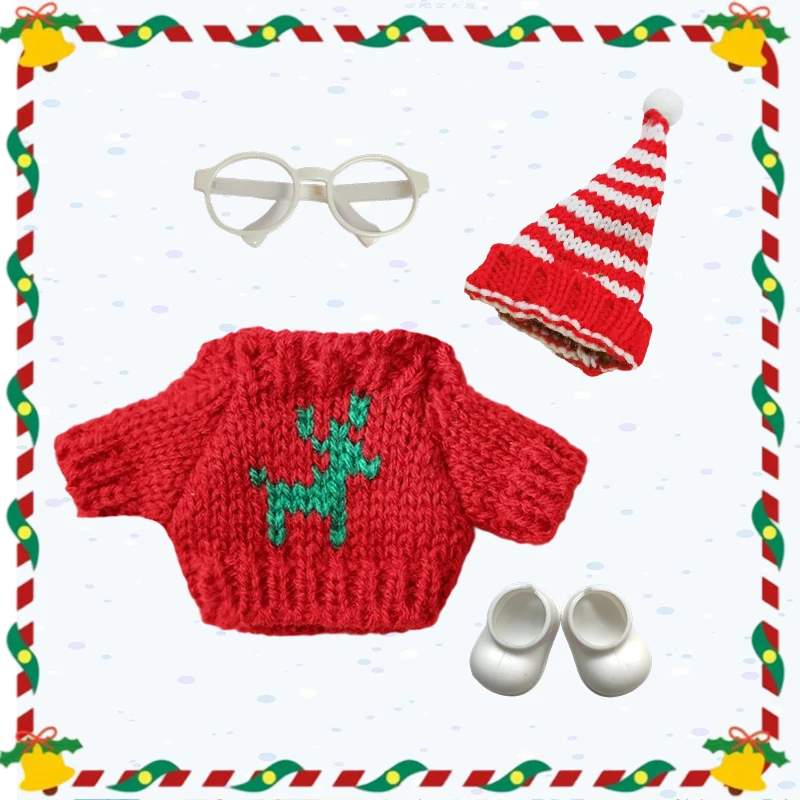 

17 см милая мини-плюшевая кукла, одежда, аксессуары для корейки Kpop Exo Labubu Idol, рождественский вязаный свитер, подарок для детей