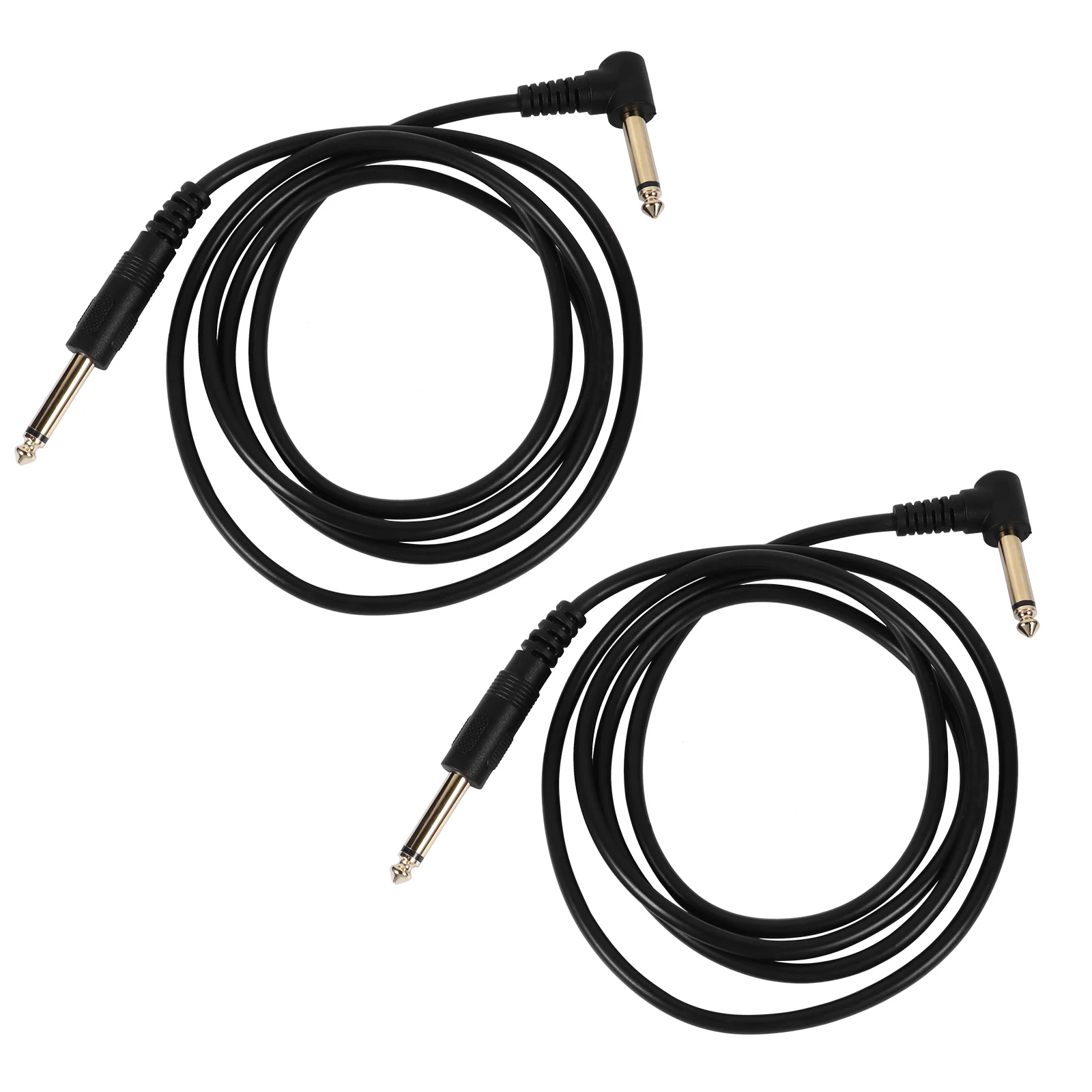 2 個 1.5 メートルオーディオ 6.35 ミリメートルストレートに直角ギターパッチケーブルシンセサイザーアンプ楽器アンプワイヤーエレキギター